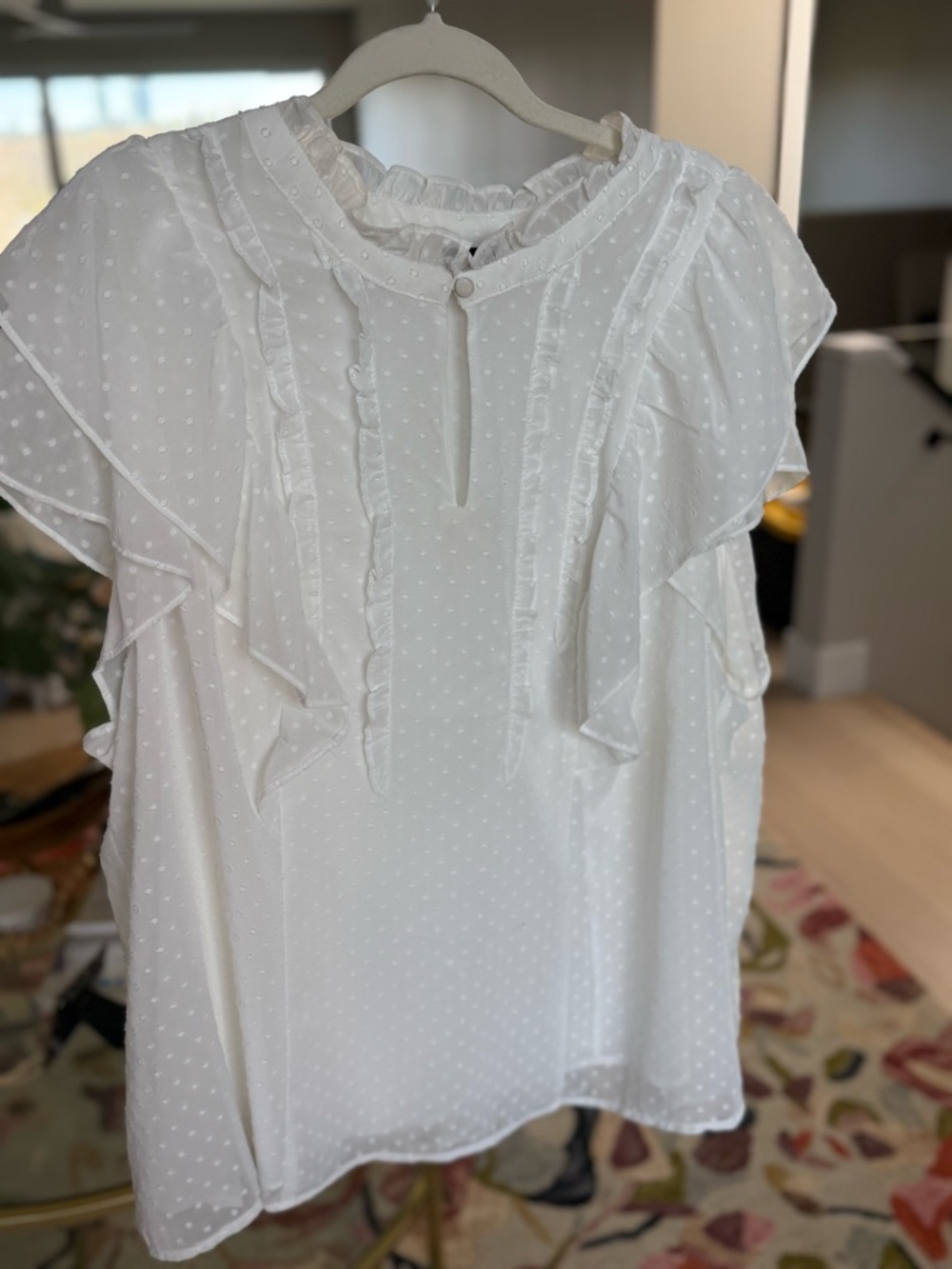 torrid White Ruffle Swiss Dot Blouse